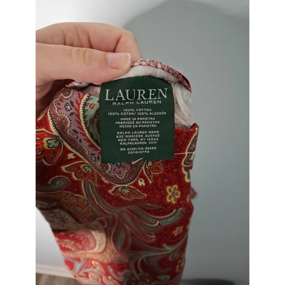 Lauren Ralph Lauren Red Paisley Cotton Pillow Cases Set of 2 19x20